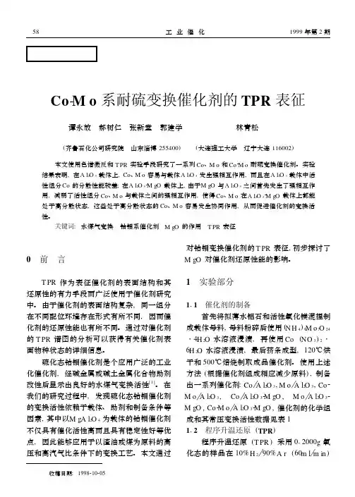 Co-Mo系耐硫变换催化剂的TPR表征
