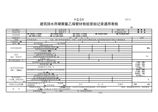 建筑排水用硬聚氯乙烯管材检验原始记录通用表格