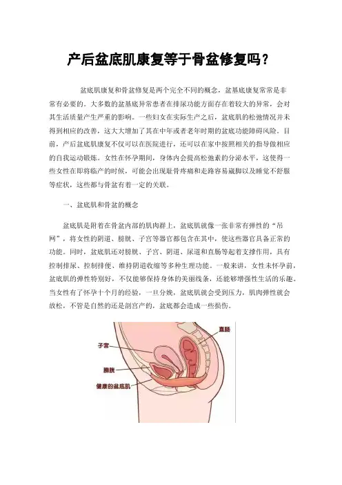 产后盆底肌康复等于骨盆修复吗？