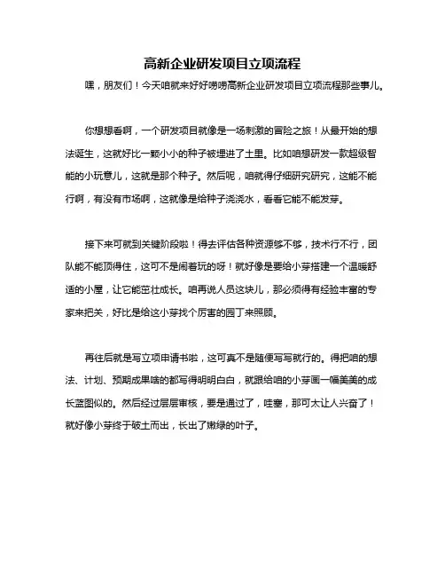高新企业研发项目立项流程