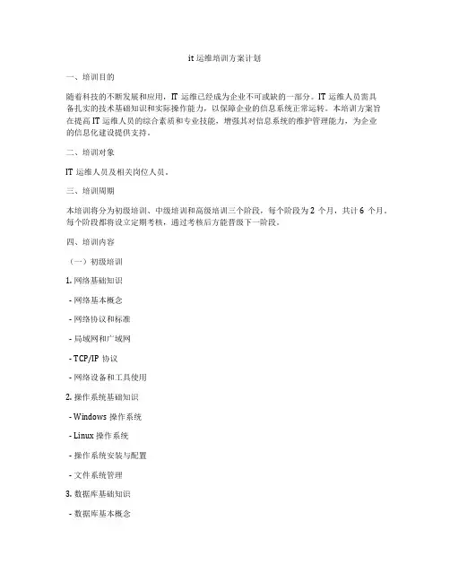it运维培训方案计划
