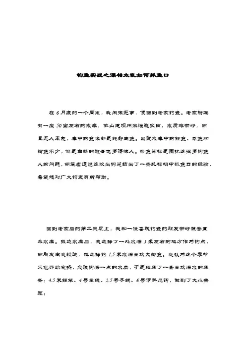 钓鱼实战之漂相太乱如何抓鱼口