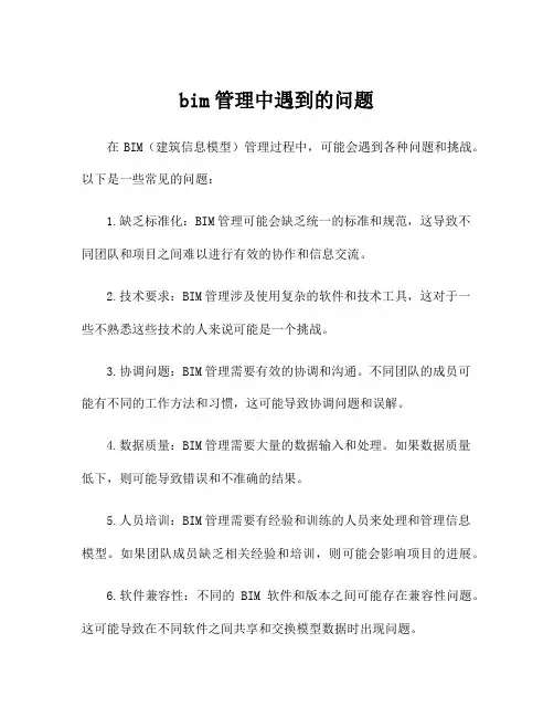 bim管理中遇到的问题