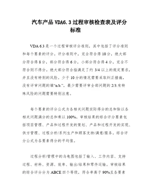 汽车产品VDA6