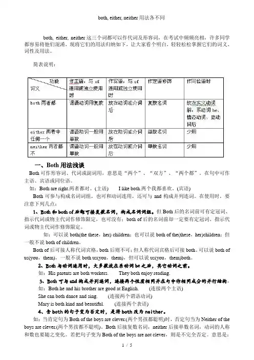 both-either-neither用法及练习题