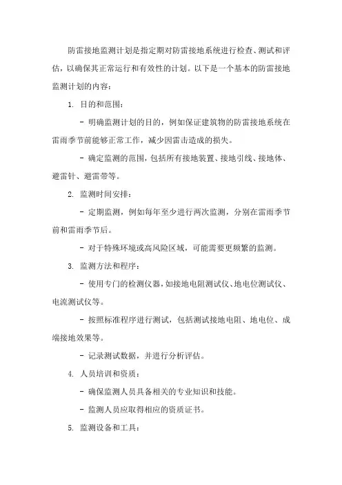 防雷接地监测计划