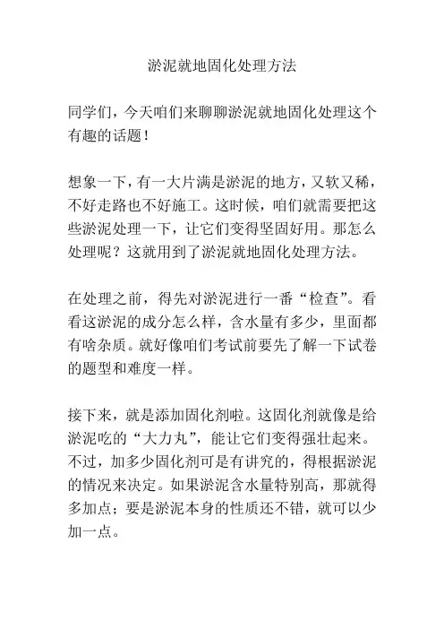淤泥就地固化处理方法