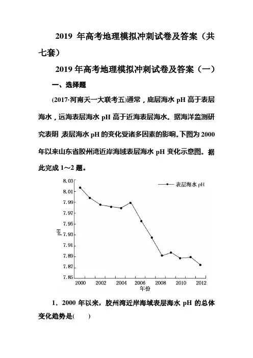 2019年高考地理模拟冲刺试卷及答案(共七套)