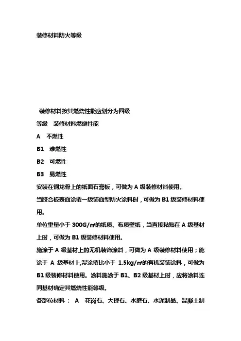 装修材料防火等级