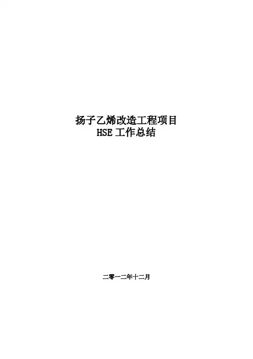 扬子乙烯改造工程项目HSE工作总结