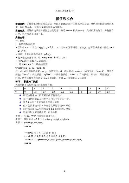 插值和拟合参考答案