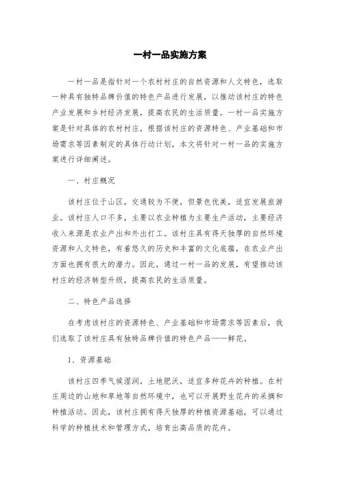 一村一品实施方案