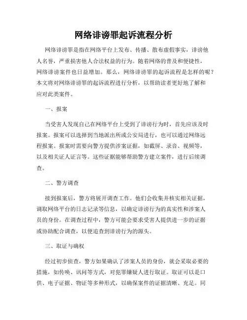 网络诽谤罪起诉流程分析