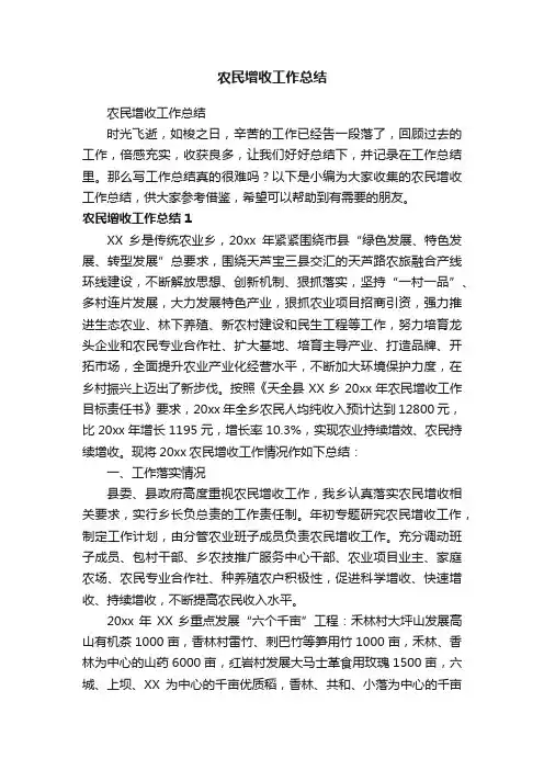 农民增收工作总结
