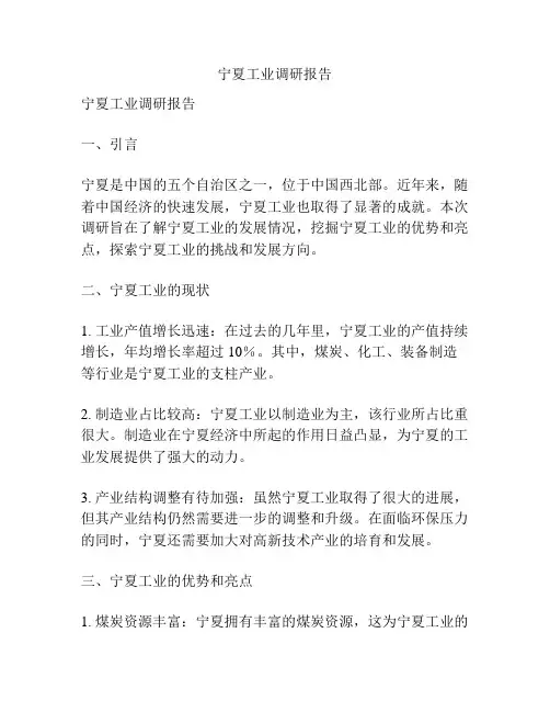宁夏工业调研报告