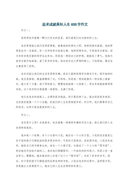 追求成就美好人生600字作文