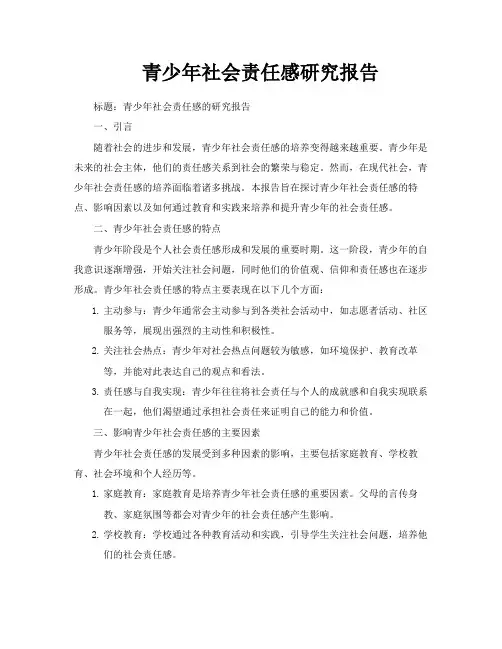 青少年社会责任感研究报告