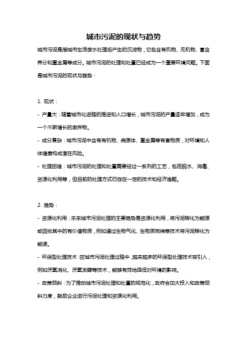 城市污泥的现状与趋势