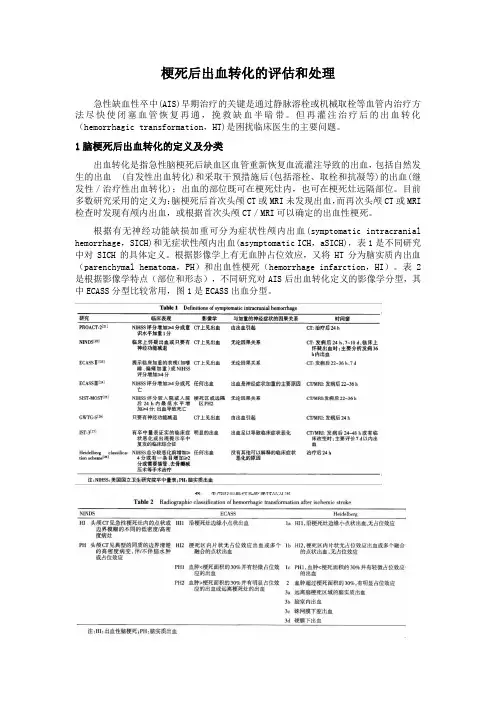 梗死后出血转化的评估和处理