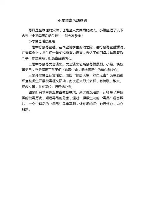 小学禁毒活动总结