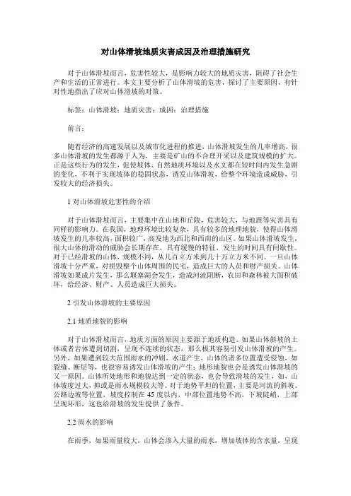 对山体滑坡地质灾害成因及治理措施研究