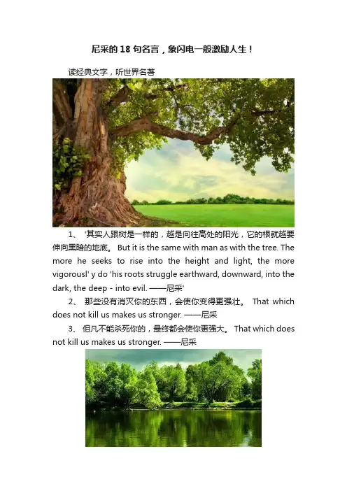 尼采的18句名言，象闪电一般激励人生！