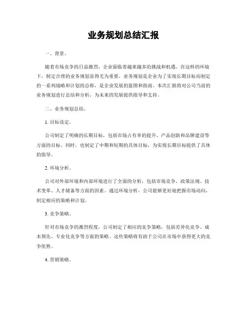 业务规划总结汇报