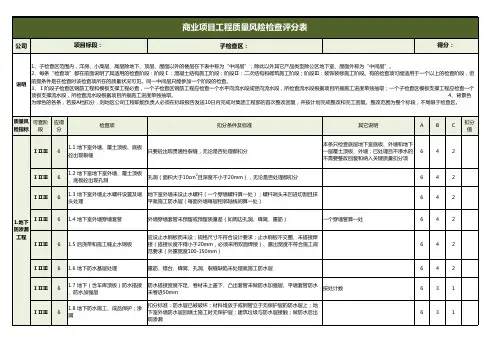 商业项目工程质量风险检查评分表
