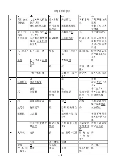 平翘舌常用字速查表-完整版