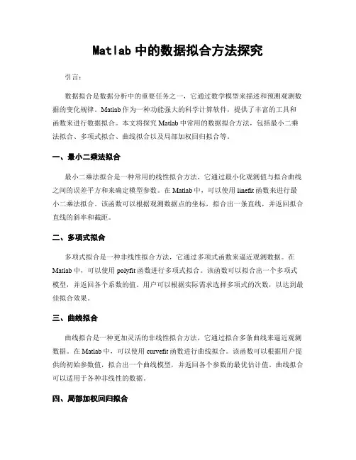 Matlab中的数据拟合方法探究