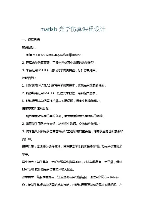 matlab光学仿真课程设计