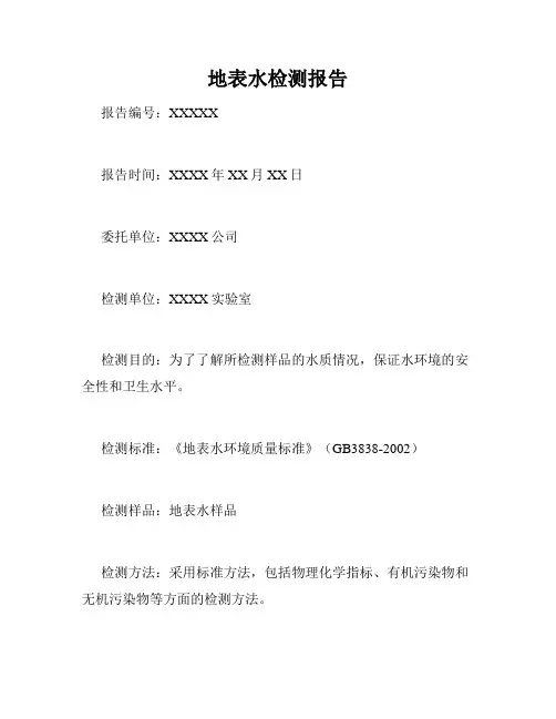 地表水检测报告