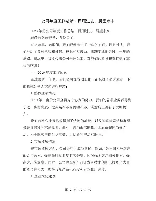 公司年度工作总结：回顾过去、展望未来