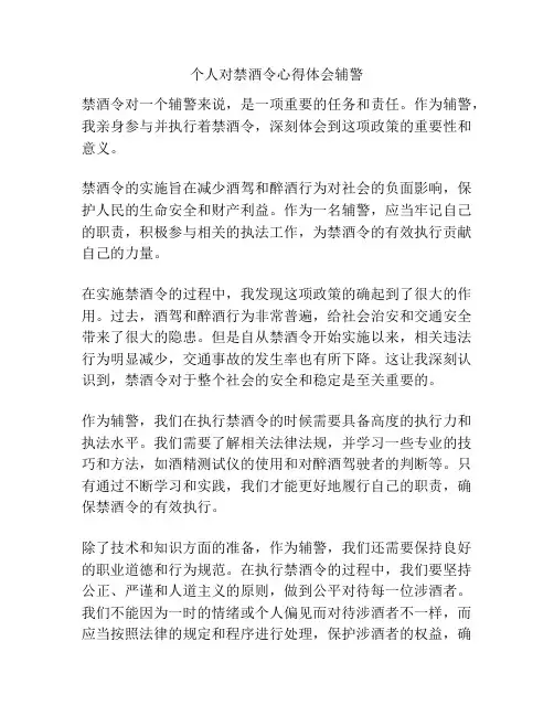 个人对禁酒令心得体会辅警