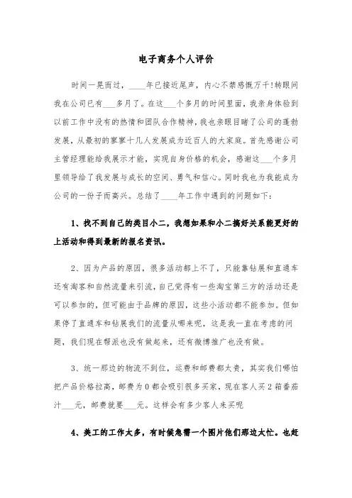 电子商务个人评价(四篇)