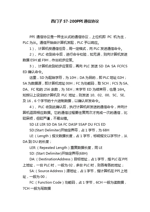 西门子S7-200PPI通信协议