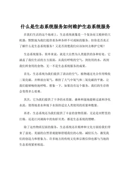什么是生态系统服务如何维护生态系统服务
