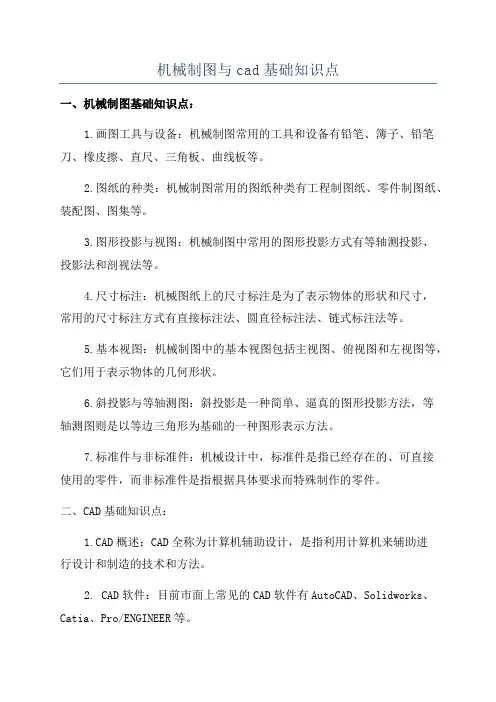 机械制图与cad基础知识点