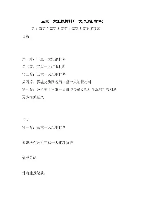 新整理三重一大汇报材料(一大,汇报,材料)