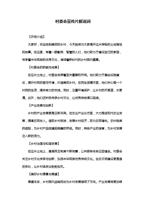 村委会宣传片解说词