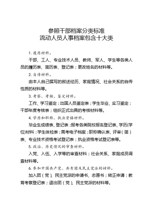 档案分类标准