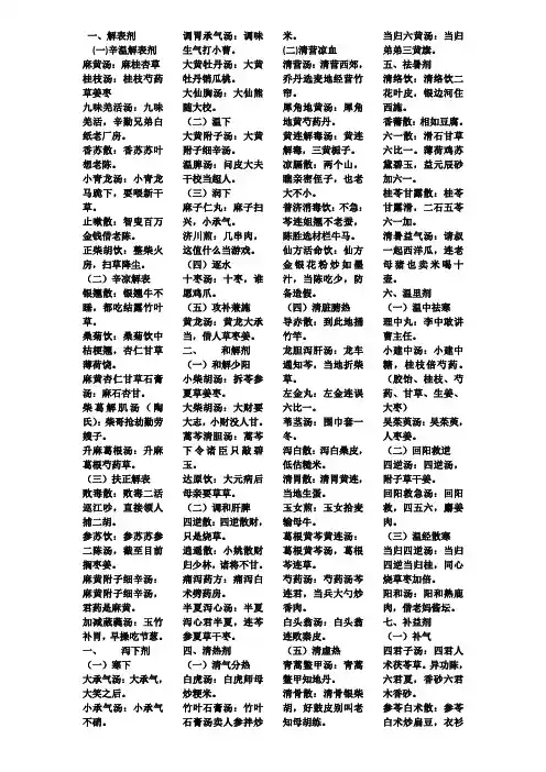方剂趣记口诀