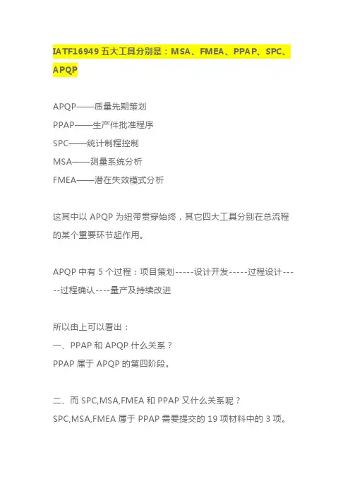 IATF16949五大工具之间的关系