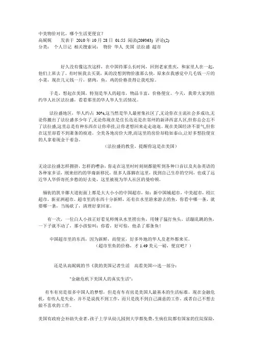 中美物价对比