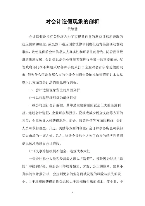 对会计造假现象的剖析