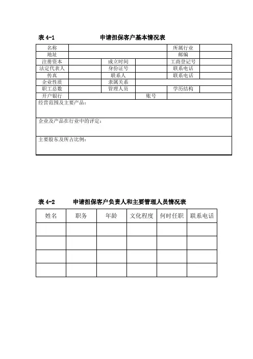 担保申请表格