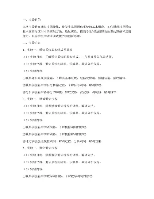 通信综合技术实验报告