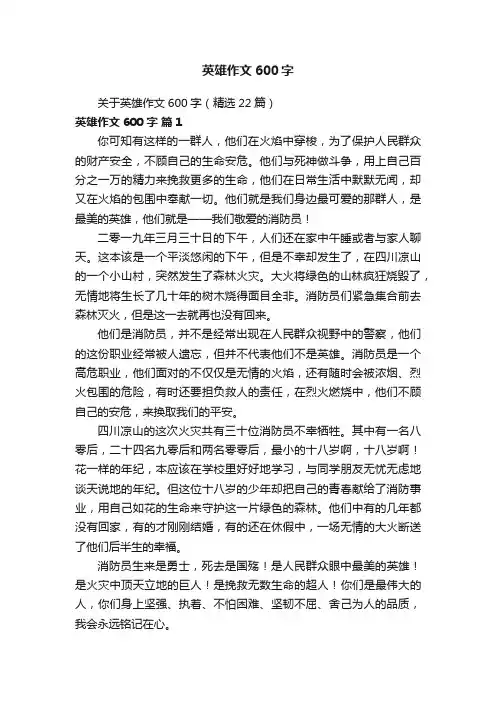 关于英雄作文600字（精选22篇）