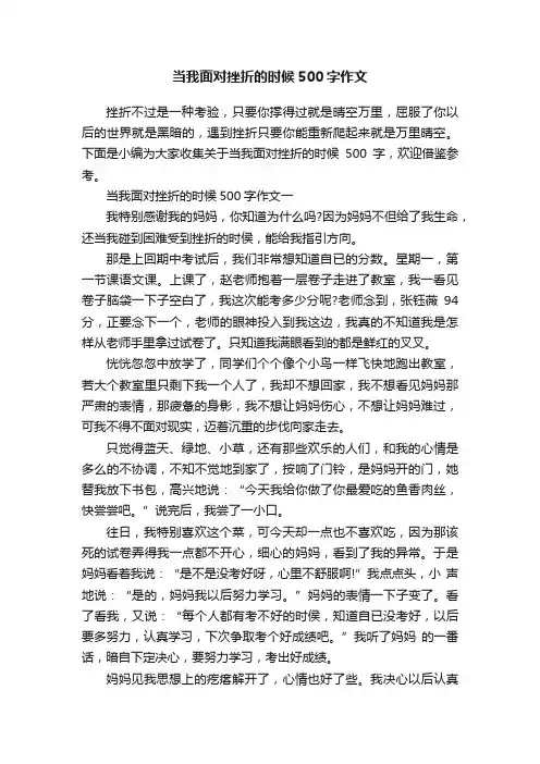 当我面对挫折的时候500字作文