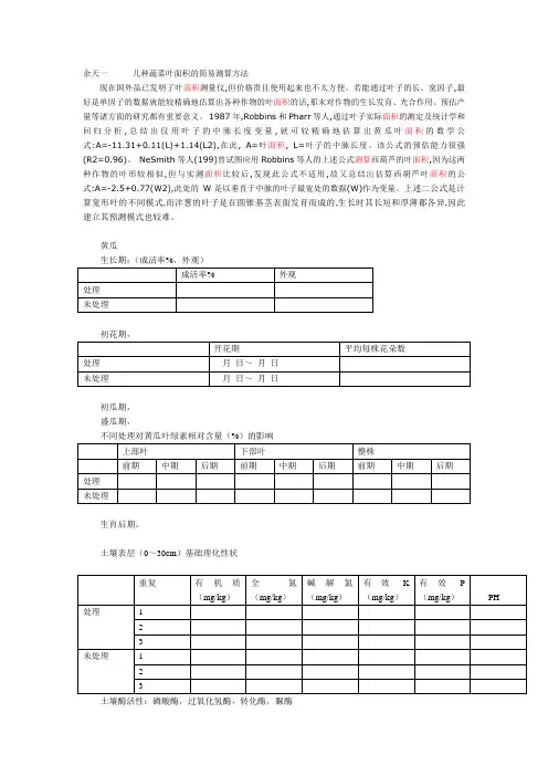 黄瓜性状测定指标